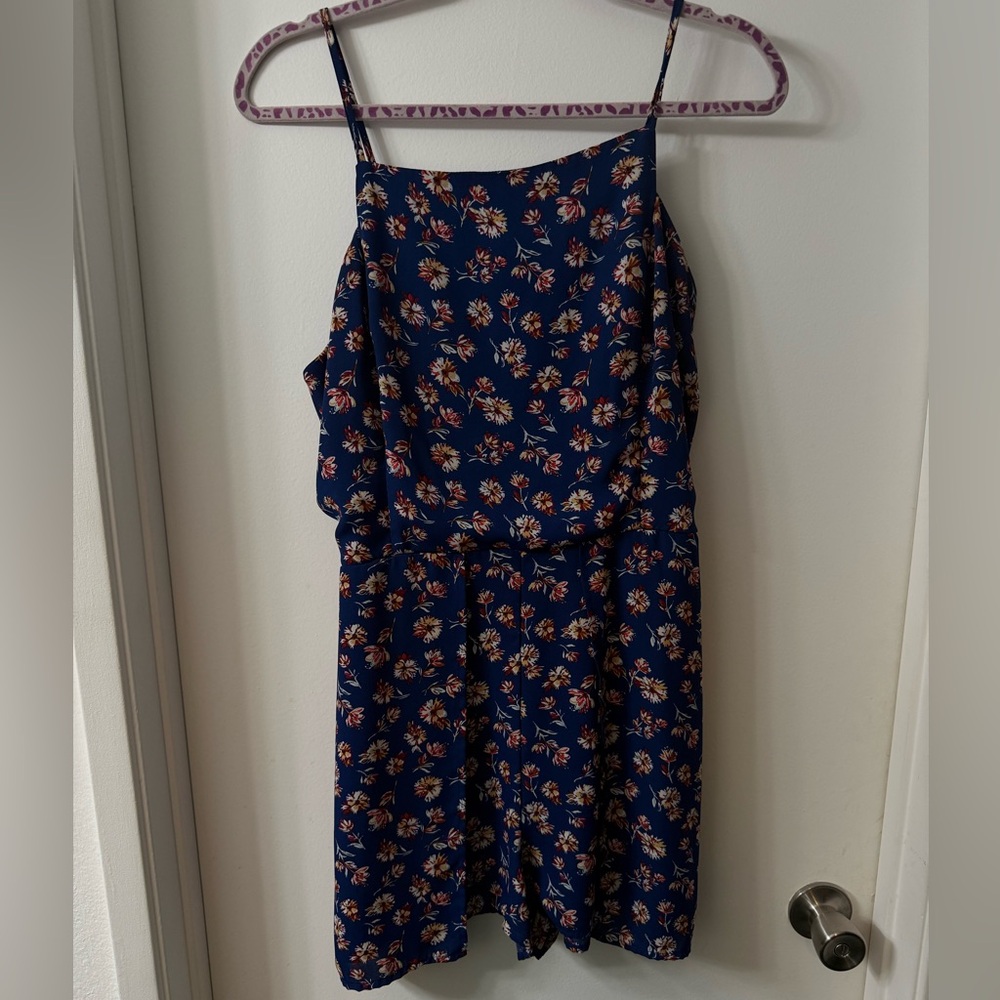 Xhilaration Navy Floral Romper Dress